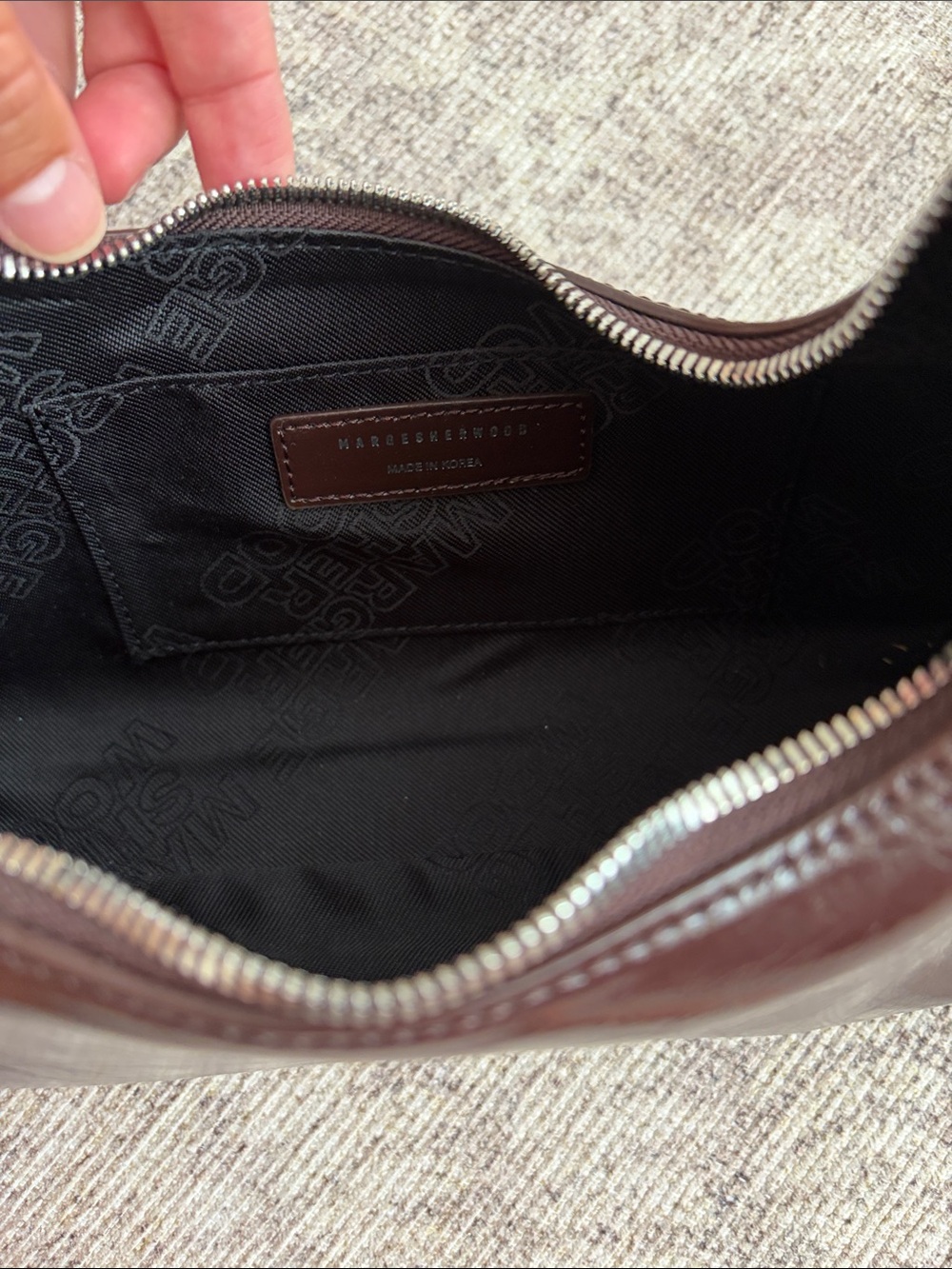 Margesherwood Hobo Patent Brown Shoulder Bag - Picture 3 of 3